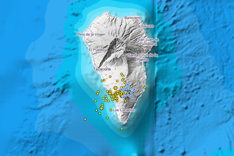 Los terremotos se produjeron en la zona del volcán Cumbre Vieja (Foto TA)
